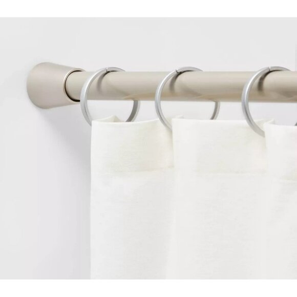 Tension Mount Brushed Nickel Finish Taper End Shower Curtain Rod 43" - 72" Long - Picture 1 of 7